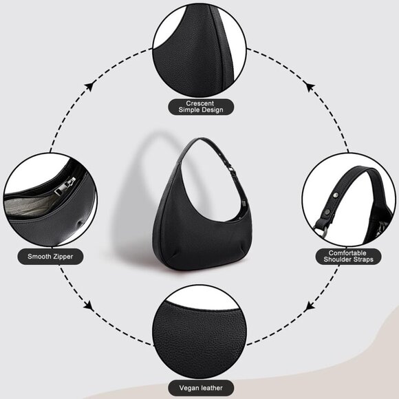 Small Women's Shoulder Bag Vegan Leather Evening Purse Compact Stylish - Picture 5 of 7